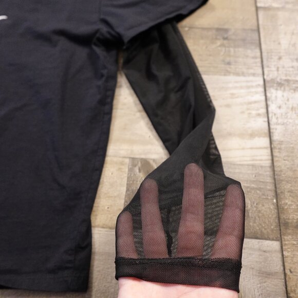 Social Collision Metal Logo Mesh-Sleeve Twofer T-Shirt Girls Size 3 Black Alt - Picture 5 of 10